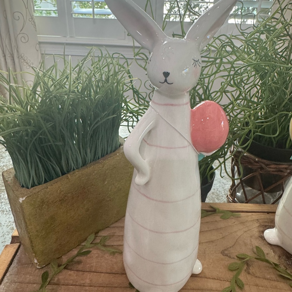 MARTHA STEWART 2025 STRIPED CERAMIC EASTER BUNNIES WITH ATTITUDES! - Picture 3 of 7